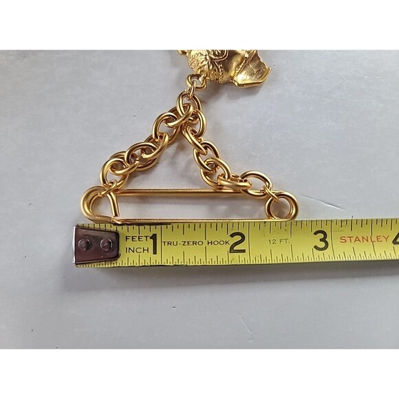 Gold Tone Elephant Head Shaped Safety Pin Brooch Vintage Costume Jewelry - Picture 10 of 10